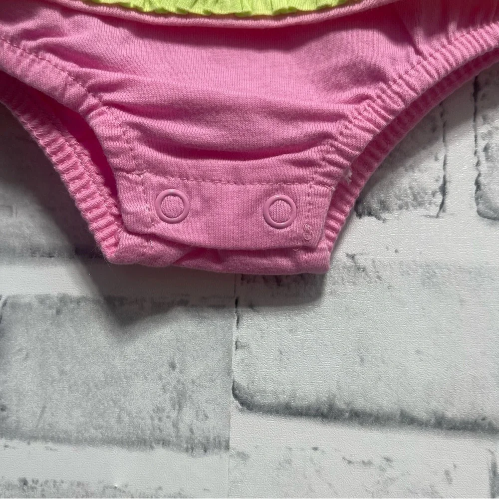 First Impressions Pink Appliqué Bunny Romper Sunsuit 6-9 Months (17-22lbs) NWT